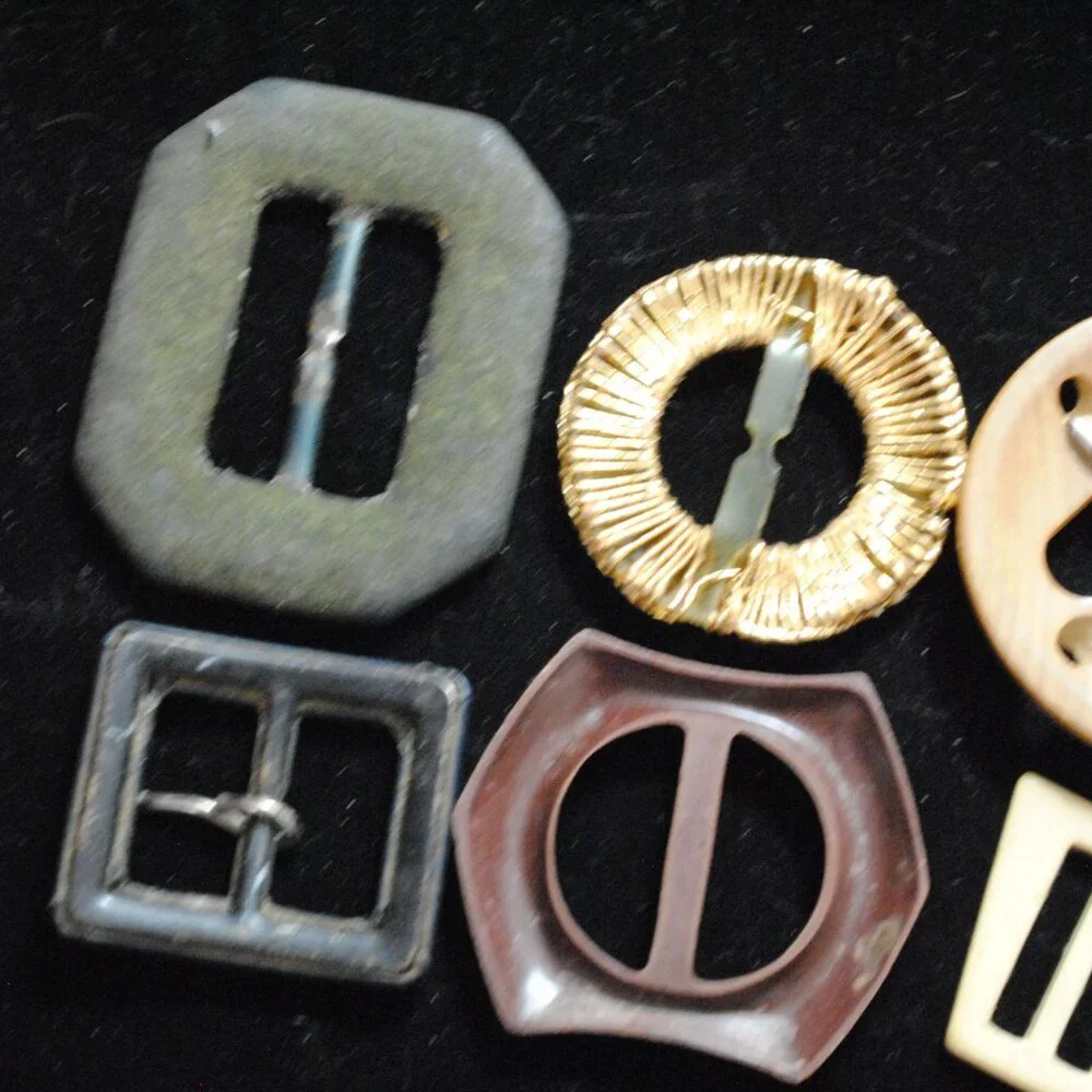 Lot of 9 Vintage / Antique Belt Buckles Art Deco Edwardian Mid-century Women's